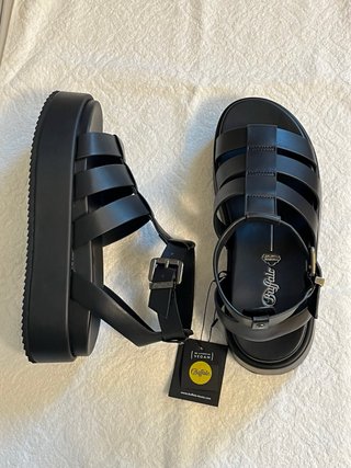 Sandali Buffalo Pelle Vegana Neri Tg 38