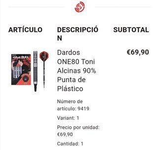 Dardos ONE80 Toni Alcinas 90%