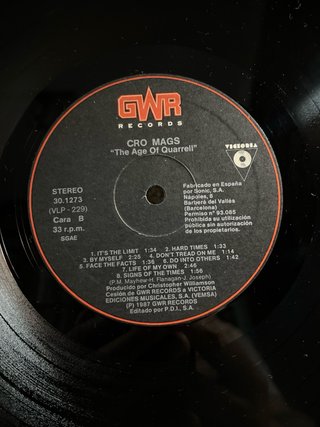 Vinilo Cro-Mags - The Age of Quarrel Año 1987