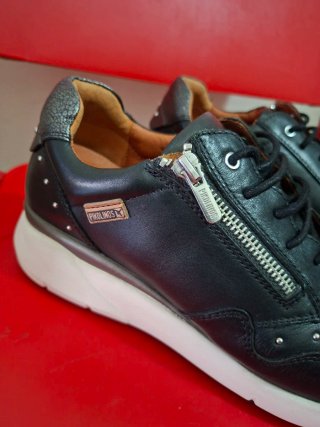 Zapatillas Pikolinos Piel Negra Cremallera