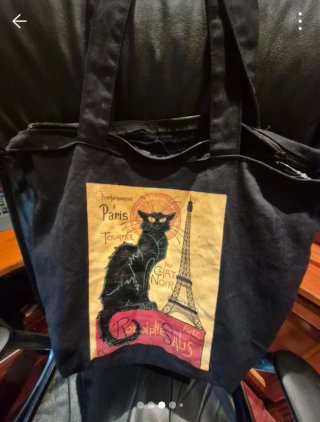 Bolso de tela vintage " la tournée du Chat Noir".
