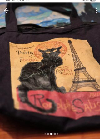 Bolso de tela vintage " la tournée du Chat Noir".