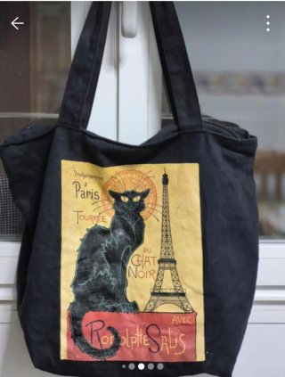 Bolso de tela vintage " la tournée du Chat Noir".
