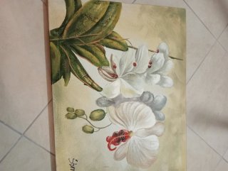 Quadro fiori tela vintage