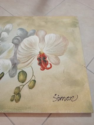 Quadro fiori tela vintage