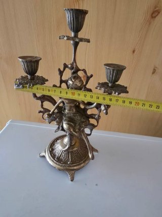 Candelabro antiguo figura niño bronce