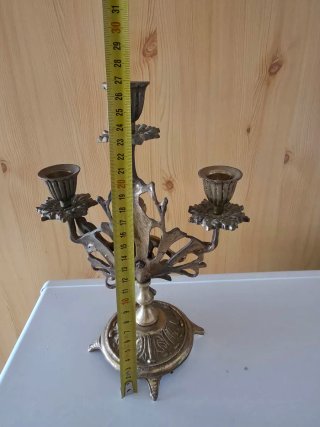 Candelabro antiguo figura niño bronce