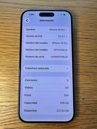 iPhone 15 Pro 256GB – Titanio Naturale – 80%