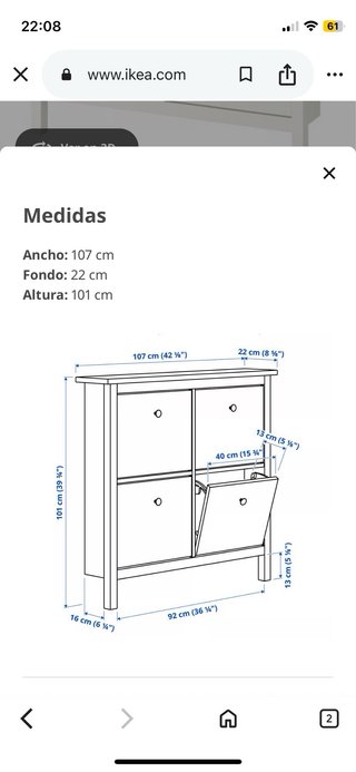 Zapatero Ikea 4 compartimentos
