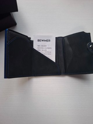 Cartera hombre cuero negra y azul