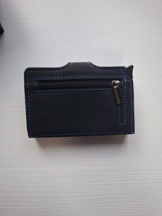 Cartera hombre cuero negra y azul