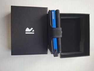 Cartera hombre cuero negra y azul