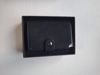 Cartera hombre cuero negra y azul