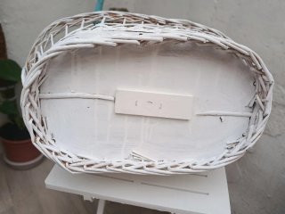 Cesta de mimbre blanca de 2 niveles