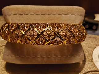 Brazalete Chapado Oro Filigrana Floral Calada