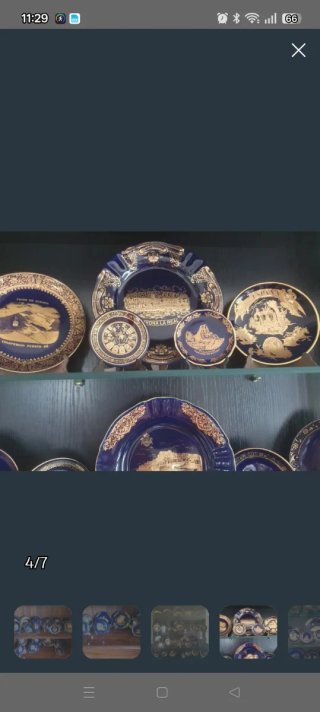 Lote platos decorativos azul y oro