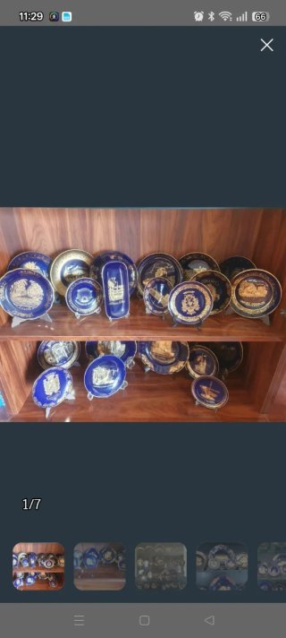 Lote platos decorativos azul y oro