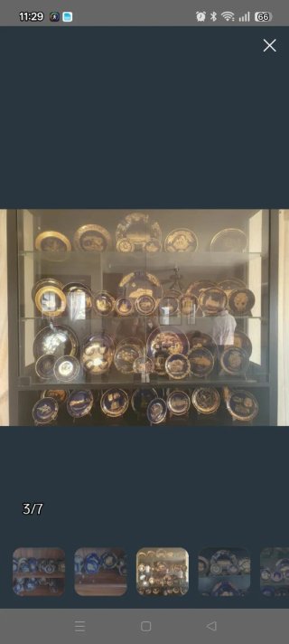 Lote platos decorativos azul y oro