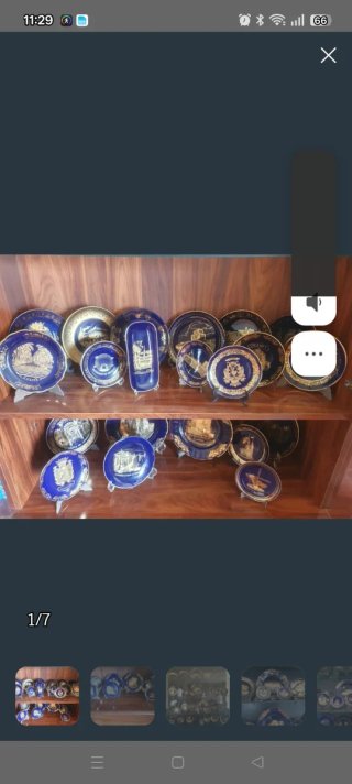 Lote platos decorativos azul y oro