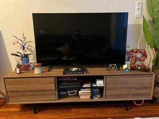 Mueble TV madera y metal negro