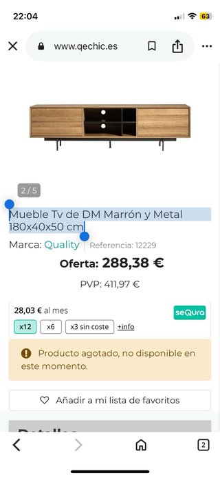 Mueble TV madera y metal negro