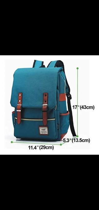 Mochila Retro Azul  eléctrico y Marrón, unisex