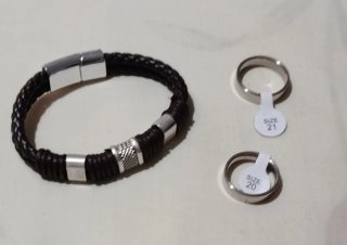 Lote 2 Anillos y Pulsera Hombre