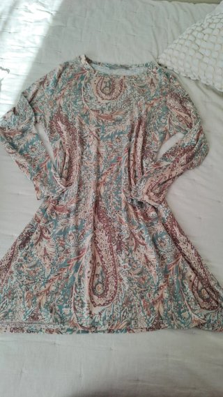 Vestido estampado cachemir manga larga