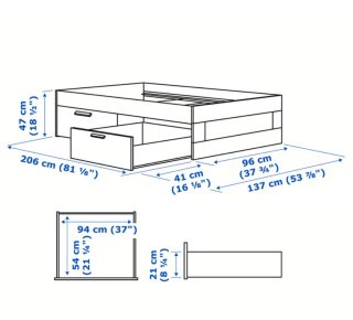Estructura cama 90x200cm con colchón y cabecera