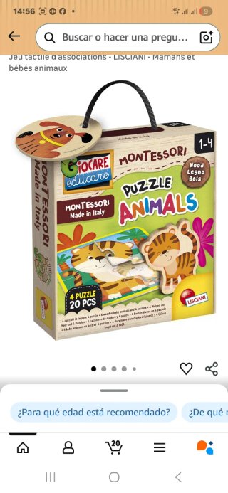 Puzzle Montessori Animales 1-4 años