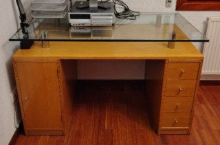 Escritorio madera y cristal