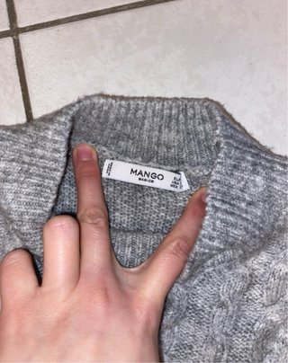 Golfino Mango intrecciato con perle grigio