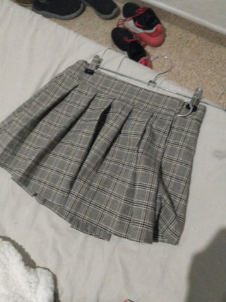 Falda colegial cuadros gris