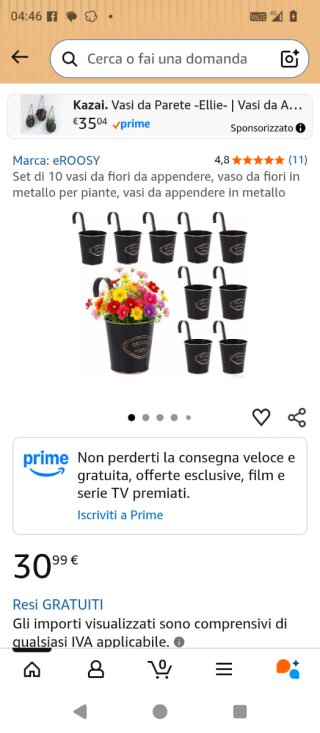 Set 10 vasi da fiori in metallo