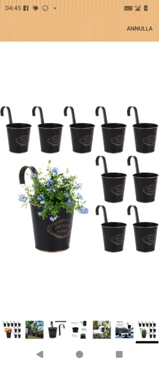 Set 10 vasi da fiori in metallo