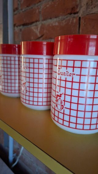 Set 3 Barattoli Vintage Rossi Bianchi