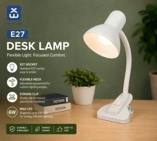 Lámpara Escritorio E27 LED Flexible Pinza