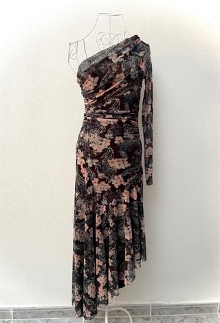 Vestido Zara Tul Estampado Asimétrico