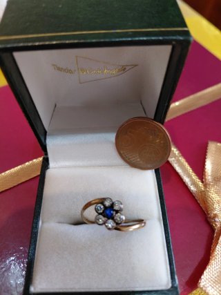 Anillo Flor Oro 14kl laminado circonitas y piedra