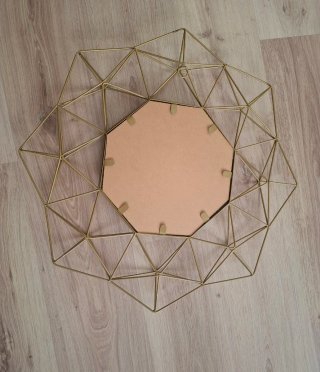 Espejo Hexagonal Marco Dorado Geométrico