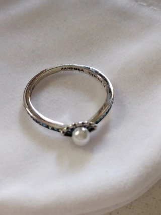 Anillo Pandora Plata S925 Corazón Perla