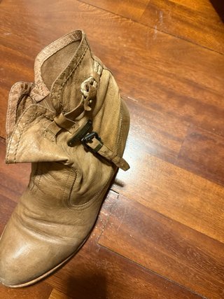 Stivaletti alla caviglia in pelle beige/marrone