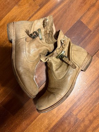 Stivaletti alla caviglia in pelle beige/marrone
