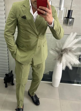 Abito doppiopetto uomo verde righe