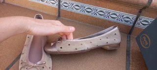 Bailarinas ante beige troqueladas doradas