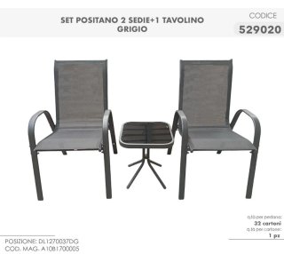 Set 2 Sedie + 1 Tavolino Positano Grigio