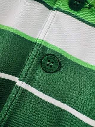 Polo Lacoste original Rayas Verde y Blanco