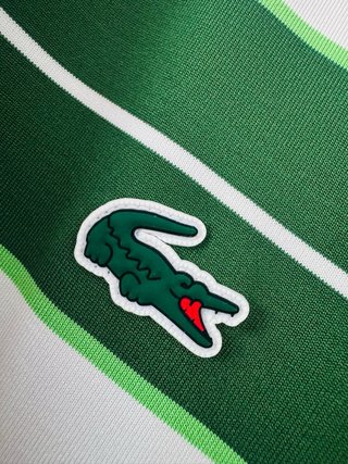 Polo Lacoste original Rayas Verde y Blanco