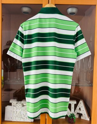 Polo Lacoste original Rayas Verde y Blanco