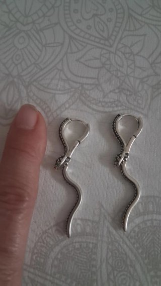 Pendientes Serpiente Plata Ley Ojo Verde